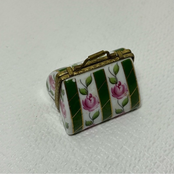 Cabbage Rose Miniature Porcelain Trinket Box, Antique - Picture 2 of 8